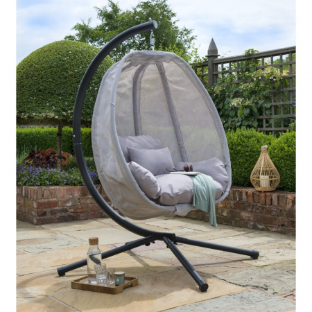 Folding Grey Garden Textilene Hanging Swing Chair
