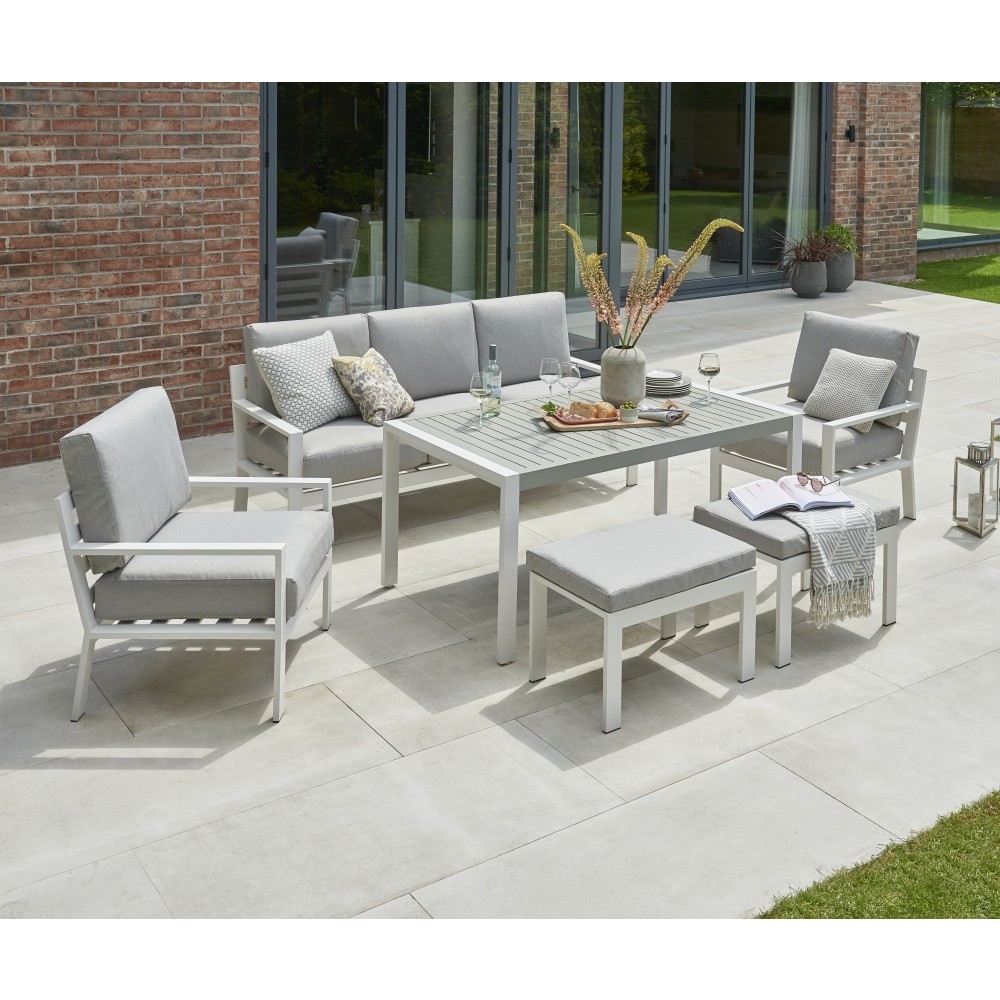 Titchwell Grey Garden Corner Sofa Set with Standard Table