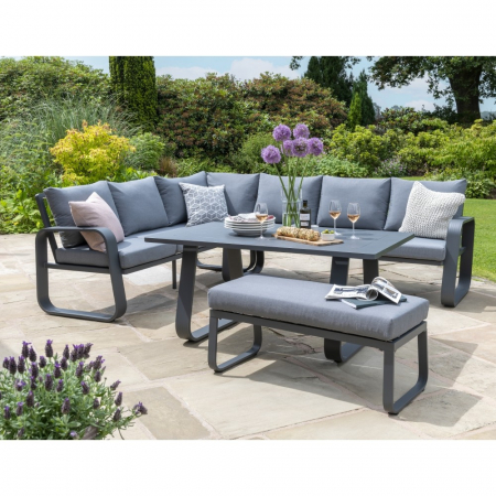 Babingley Grey Garden Corner Sofa Set with Dining Table