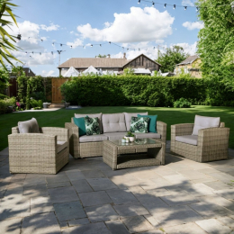 Humi Grey Garden Set With Coffee Table, Sofa And Armchairs