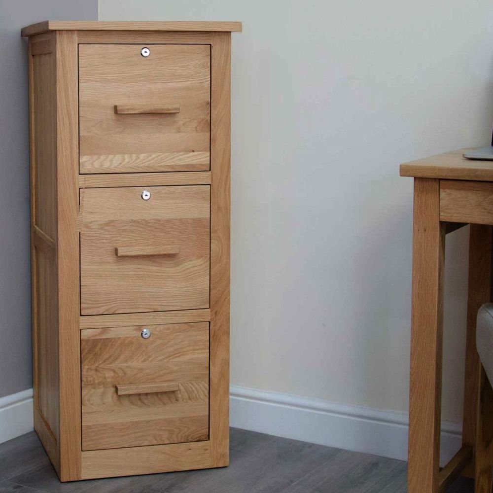 Arden Solid Oak Furniture Lockable, Filing Cabinet Wooden Lockable