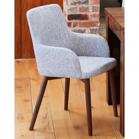 Shiro Solid Walnut Light Grey Upholstered Dining Chair