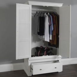 Jolie White Double Wardrobe with Drawer