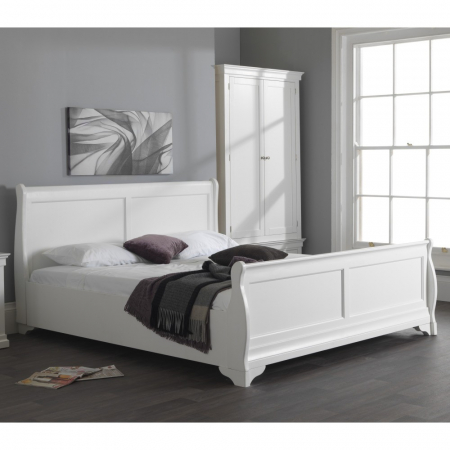 Jolie White 5' King Size Sleigh Bed