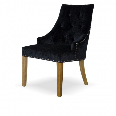 Bergen Black Crushed Velvet Solid Oak Dining Chair