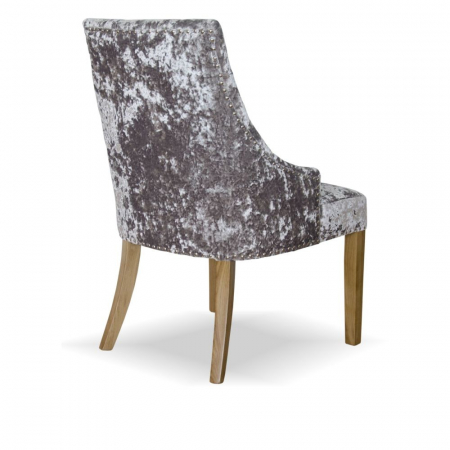 Bergen Silver Deep Crushed Velvet Solid Oak Dining Chair