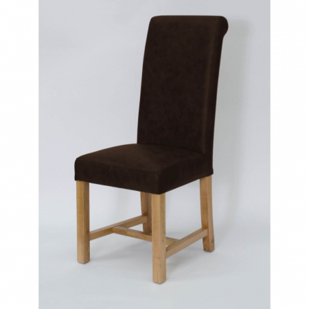 Henley Solid Oak Espresso Brown Leather Dining Chair
