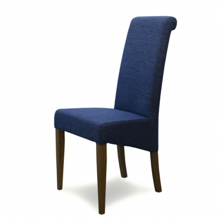 Italia Blue Fabric Solid Oak Dining Chairs