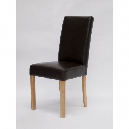 Marianna Dark Brown Leather Solid Oak Dining Chair