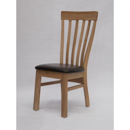 Lucia Solid Oak Dining Chair With Dark Brown Seatpad