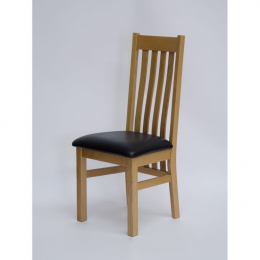 Perugia Solid Oak Dining Chair With Dark Brown Seatpad