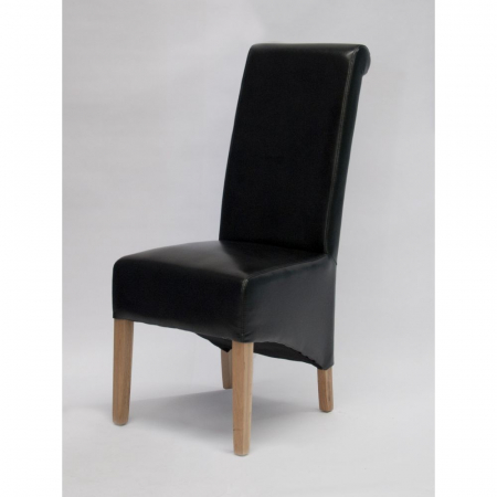 Richmond Solid Oak Black Leather Dining Chair