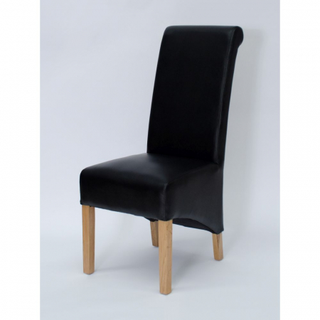 Richmond Solid Oak Matt Black Leather Dining Chair
