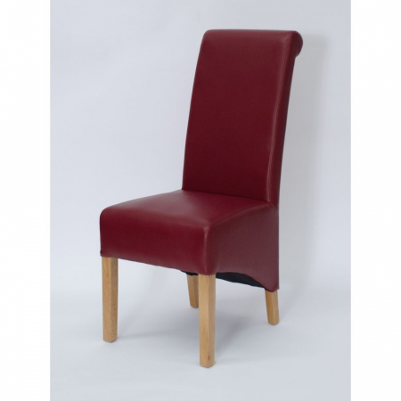 Richmond Solid Oak Matt Red Leather Dining Chair