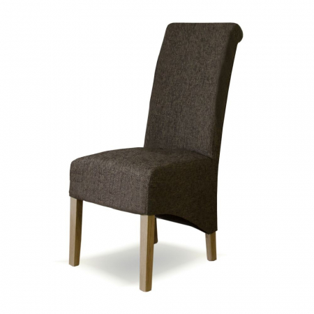 Tweed Dark Fabric Solid Oak Rollback Dining Chair