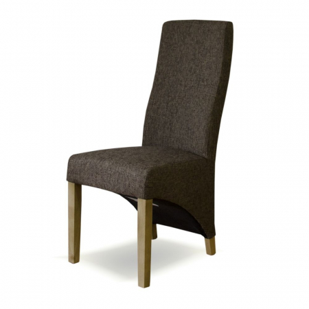 Tweed Dark Fabric Solid Oak Wave Dining Chair