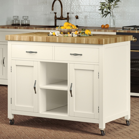 Florence Cream Kitchen Island With Butchers Block
