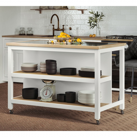 Florence White Open Kitchen Island With Breakfast Bar And Granite Top