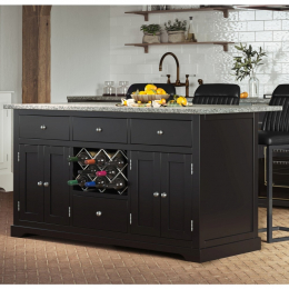 Windsor Black Painted Large Kitchen Island With Grey Granite Top