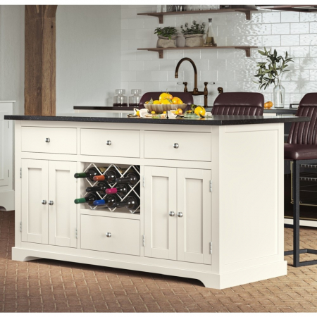 Windsor Cream Painted Large Kitchen Island With Black Granite Top