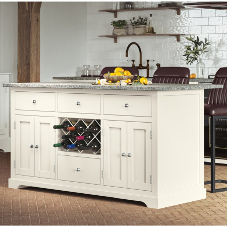 Windsor Cream Painted Large Kitchen Island With Grey Granite Top