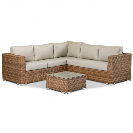 Colette Corner Sofa with Coffee Table in Brown
