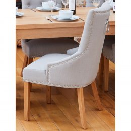 Mobel Solid Oak Luxury Grey Upholstered Dining Chair