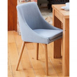 Mobel Solid Oak Grey Upholstered Dining Chair