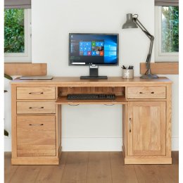 Mobel Solid Oak Twin Pedestal Computer Desk