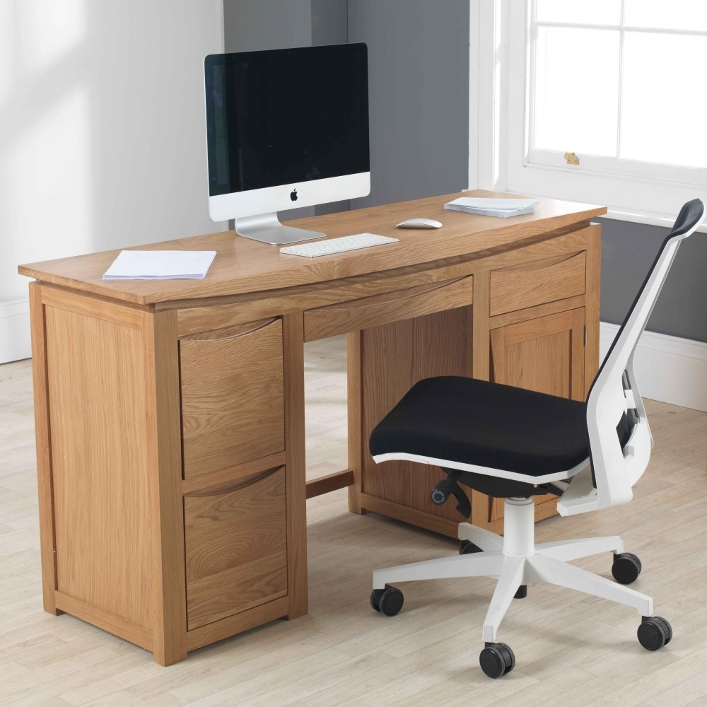 Crescent Solid Oak Large Computer Desk