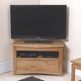 Crescent Solid Oak Corner TV Cabinet