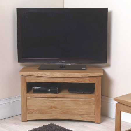 Crescent Solid Oak Corner TV Cabinet`