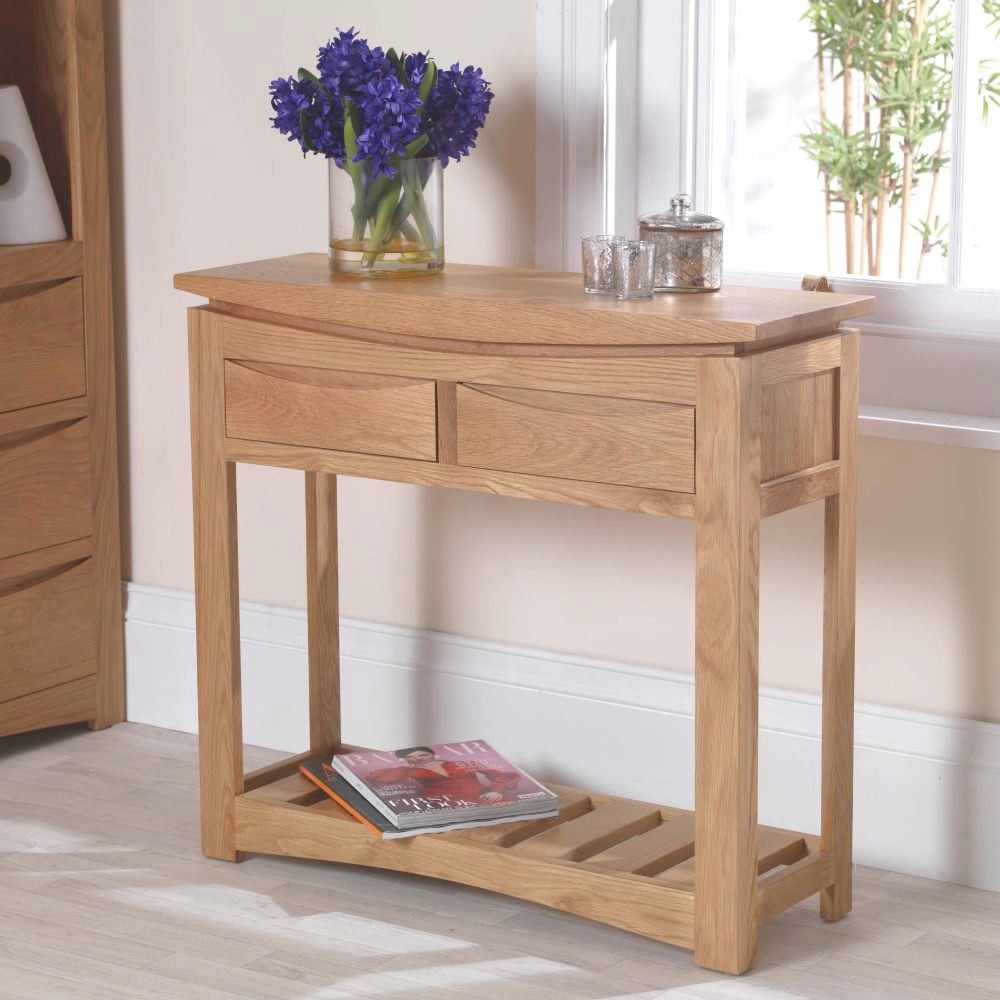 Crescent Curve Solid Oak 1 Drawer Console Table//Contemporary Console Table Fully Assembled