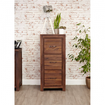 Mayan Solid Walnut Large Three Drawer Office Filing Cabinet
