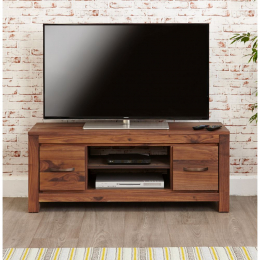 Mayan Solid Walnut Low Widescreen Television Cabinet