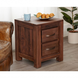 Mayan Solid Walnut Two Drawer Lamp Table