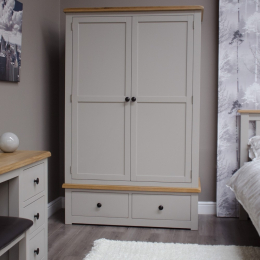 Diamond Grey Painted Double Wardrobe with Drawers