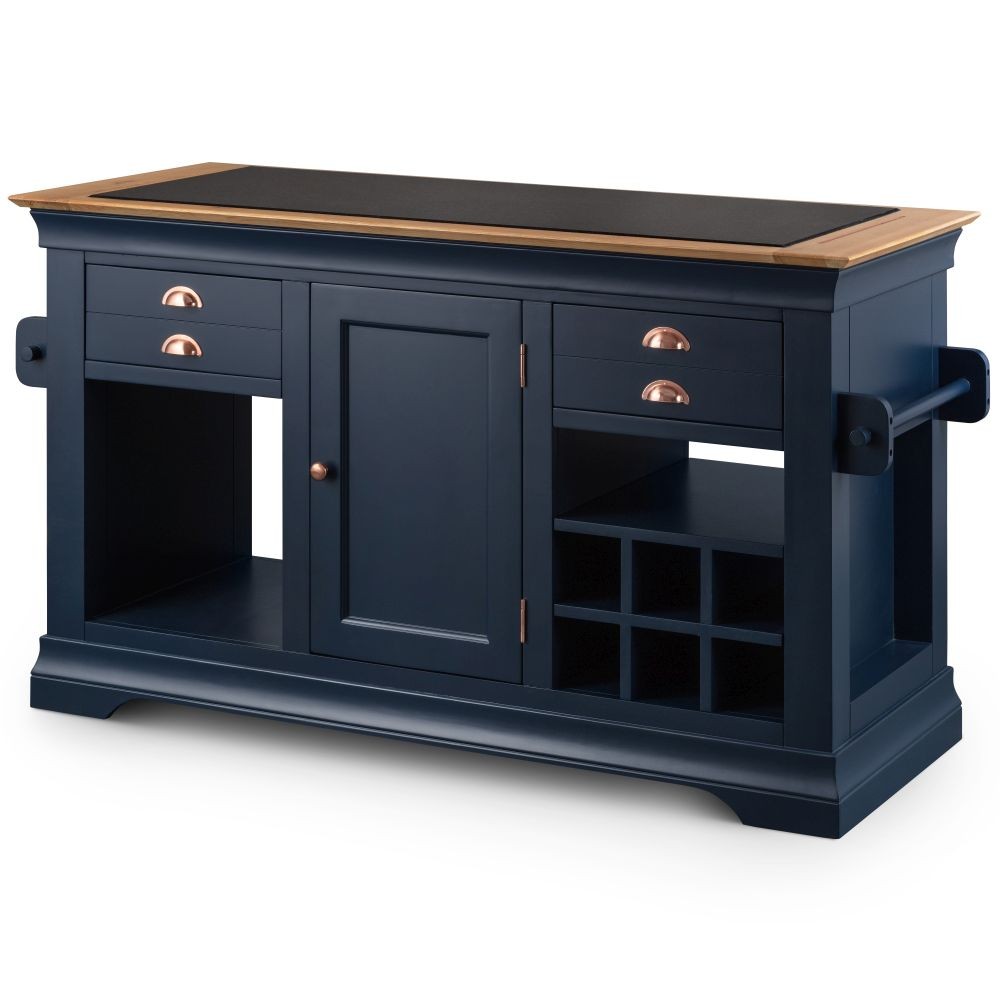 Dijon Blue Painted Limited Edition Large Granite Top Kitchen Island Unit