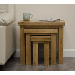 Deluxe Solid Oak Nest of 3 Coffee Tables