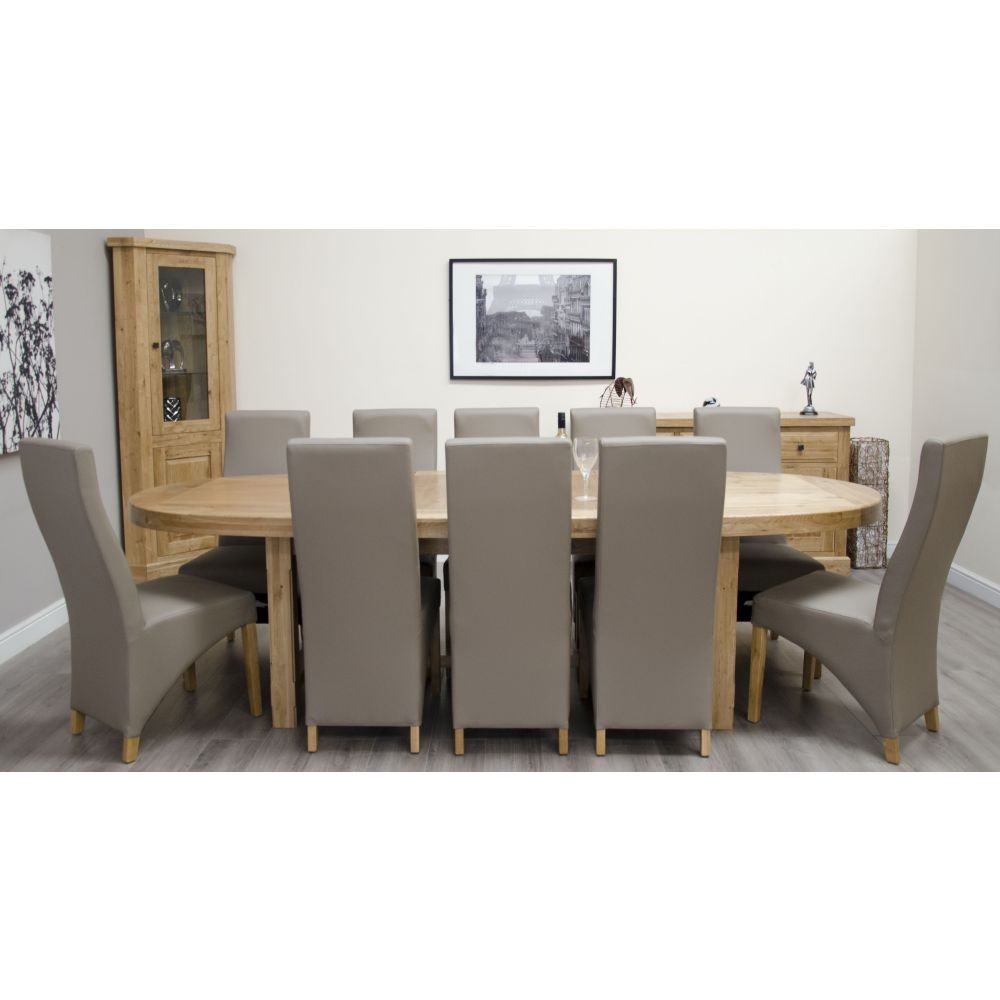 Deluxe Solid Oak Furniture Oval Extending Dining Table 10 Chairs Sale