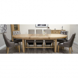 Deluxe Solid Oak Super Oval 210cm Extending Dining Table
