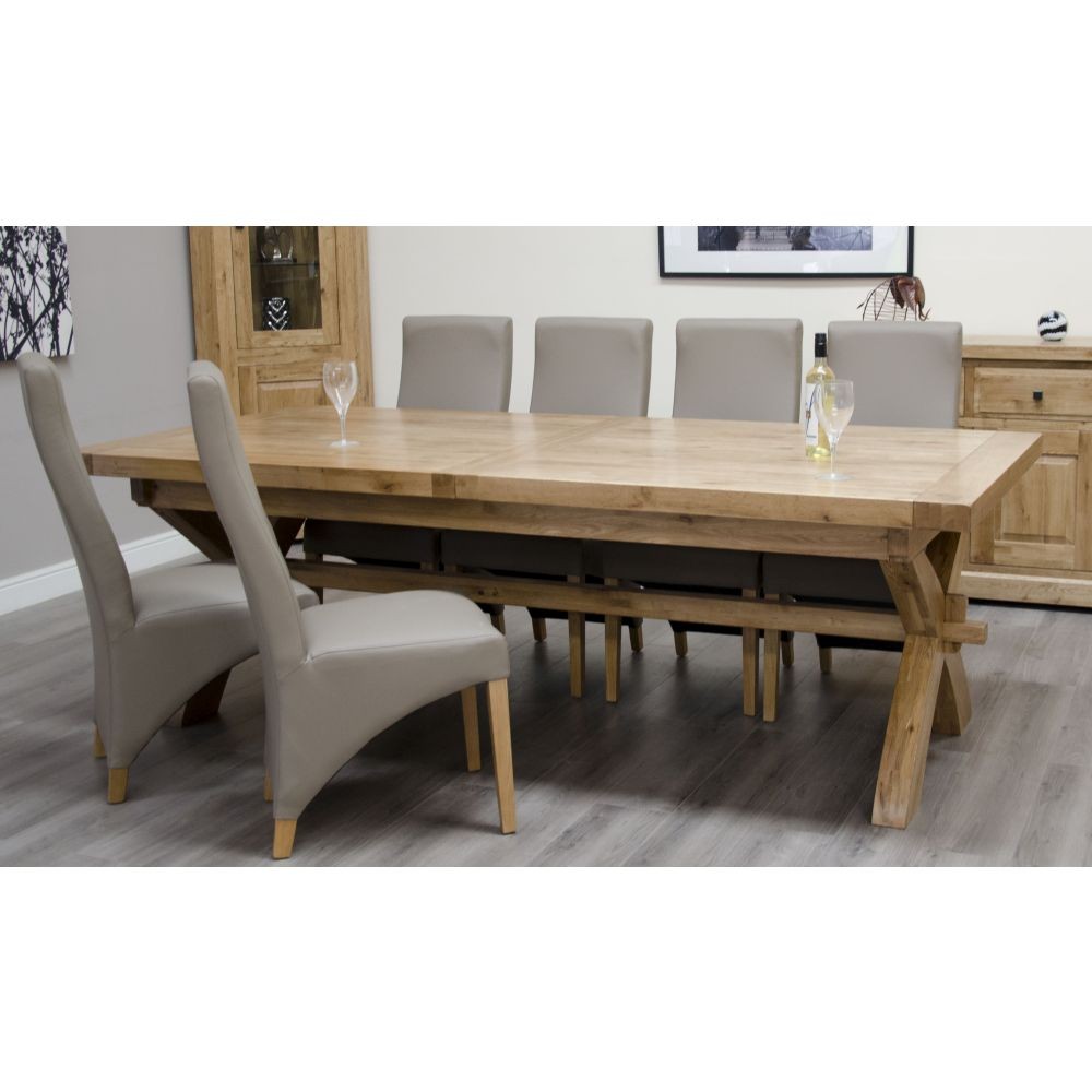 Deluxe Solid Oak Furniture Cross Leg Extending Dining Table 6 Chairs Sale Now On