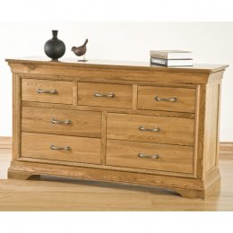 French Solid Oak 3 Over 4 Chest of Drawers