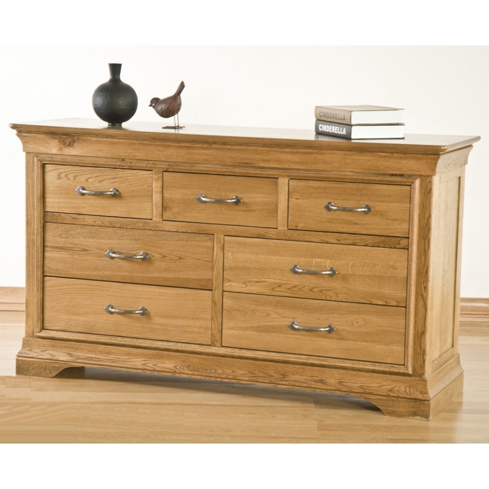 French Solid Oak 2 Over 3 Chest of Drawers