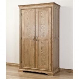 French Solid Oak Full Hanging Double Wardrobe