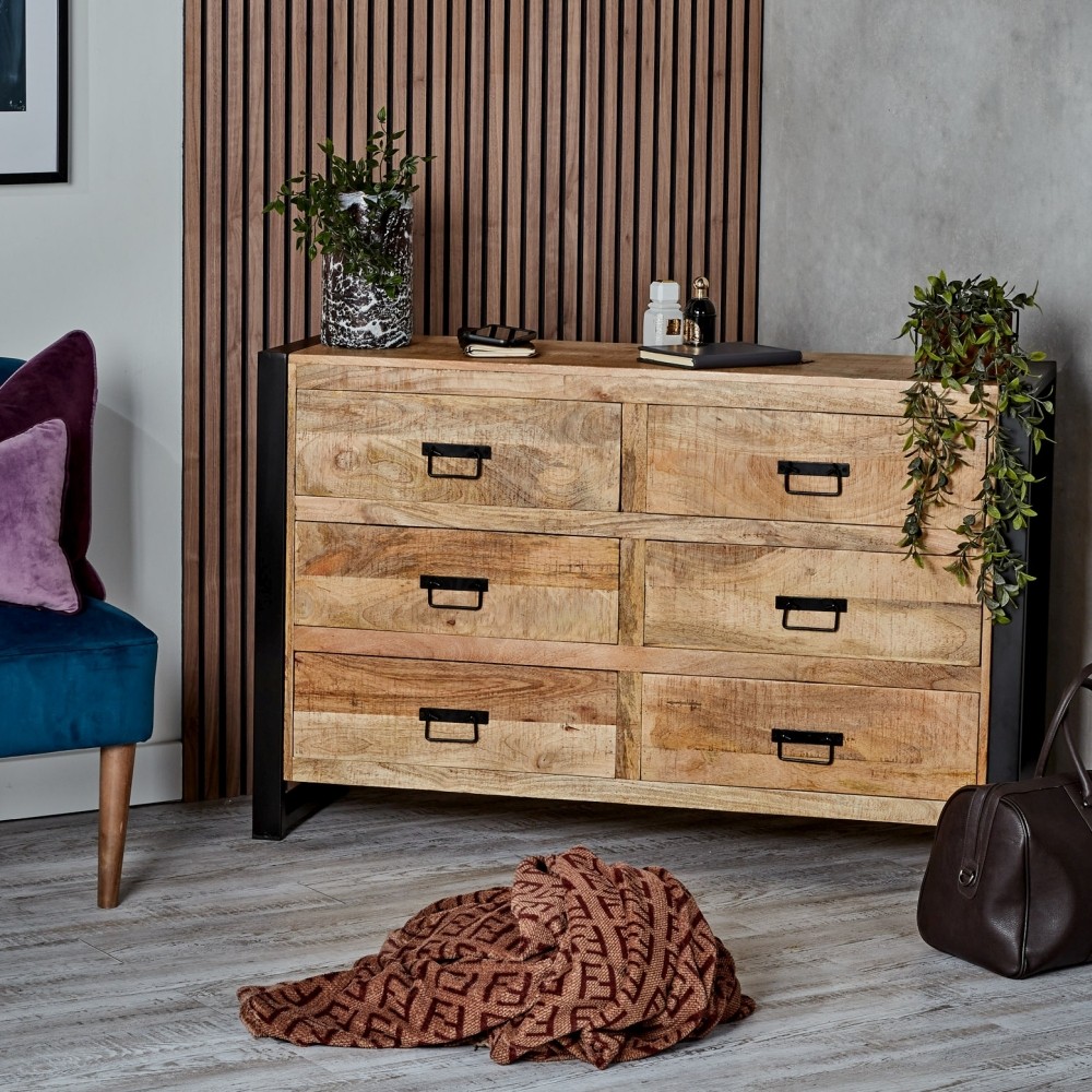 Harbour Indian Reclaimed Wood Two Drawer Bedside
