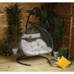 Bali Double Hanging Swing Egg Chair in Grey