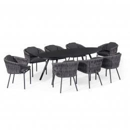 Marina 8 Seat Oval Dining Set in Charcoal