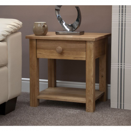 Torino Solid Oak Lamp Table with Drawer