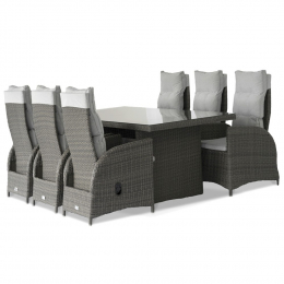 Odette Grey Garden Set With Dining Table And Recliner Chairs